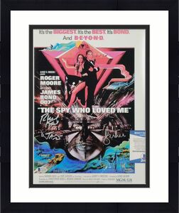 Roger Moore Richard Kiel signed Spy Who Loved Me 11x14 Movie Poster Photo ~ BAS