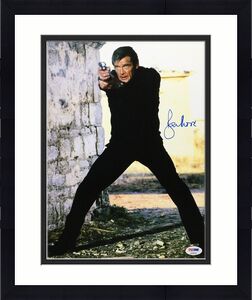 Roger Moore Signed 11x14 Photo *The Original J. Bond* PSA AB90556