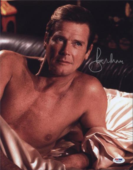 Roger Moore Signed James Bond 007 Photo 11x14 - Autographed PSA DNA 22