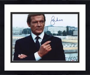 Roger Moore Signed James Bond 007 Photo 11x14 - Autographed PSA DNA 8