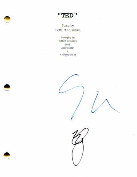 Seth Macfarlane & Mark Wahlberg Signed Autograph - Ted Movie Script - Mila Kunis