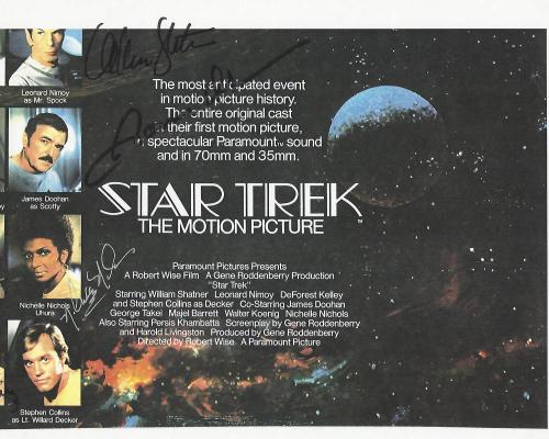 Signed by WILLIAM SHATNER, JAMES DOOHAN, GEORGE TAKEI, NICHELLE NICHOLS and WALTER KOENIG (JAMES Passed Away 2005)  11x8.5 Color Paper Thin