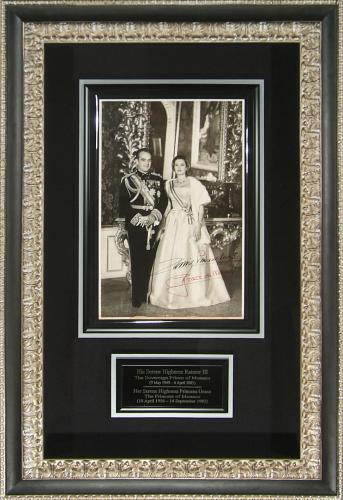 Black and White Portrait Photo Signed by Prince Ranier III of Monoco and Princess Grace Kelly.
Framed 21×31