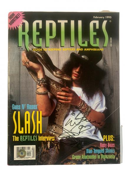 Slash Guns & Roses Signed Autoographed Reptile Magazine BAS Beckett Certified
