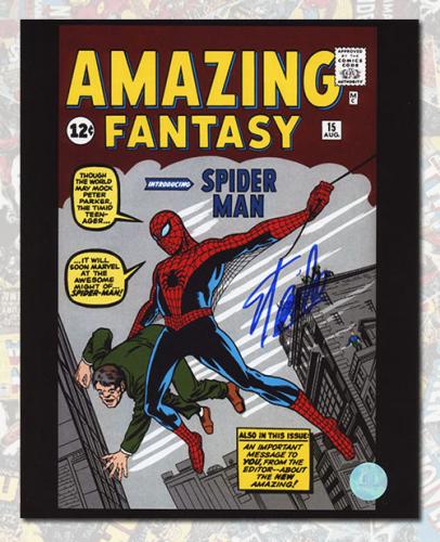 Stan Lee Autographed Amazing Fantasy #15 Spider-Man Comic Cover 8x10 Photo