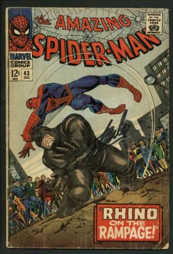 Stan Lee Signed Amazing Spider-Man #43 Comic Book Rhino On Rampage PSA #W18616