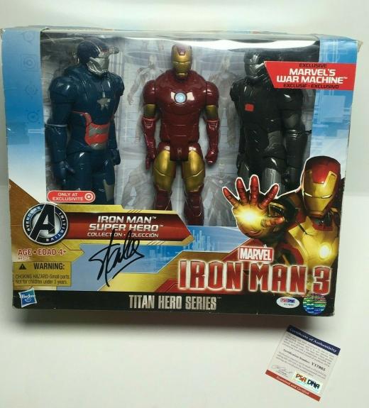 Stan Lee Signed Marvel Iron Man 3 Titan Hero Series Action Figure Set PSA Y17965