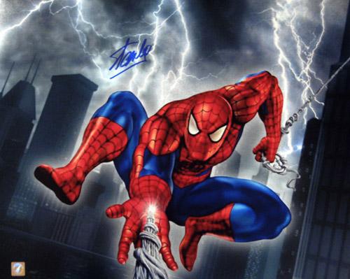 Stan Lee Signed Spiderman Web Slinger 16x20 Photo