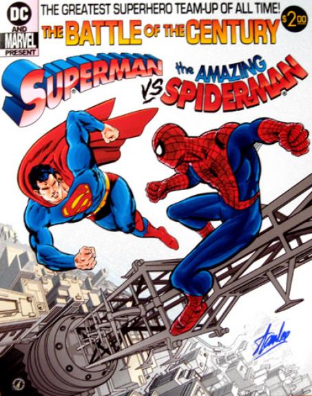 Stan Lee Signed Superman vs Spiderman 16x20 Photo