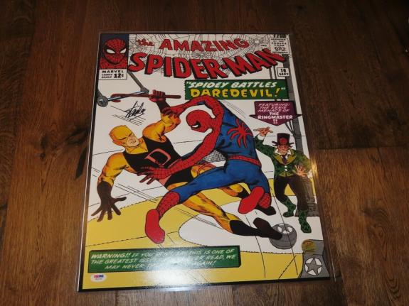 Stan Lee Signed The Amazing Spider-Man 16x20 Photo Autographed PSA/DNA COA