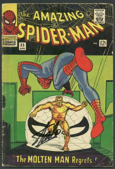 Stan Lee Signed The Amazing Spider-Man #35 Comic Book Molten Man PSA #6A20960