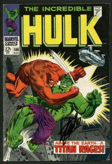 Stan Lee Signed The Incredible Hulk #106 Comic Book A Titan Rages PSA #W18792
