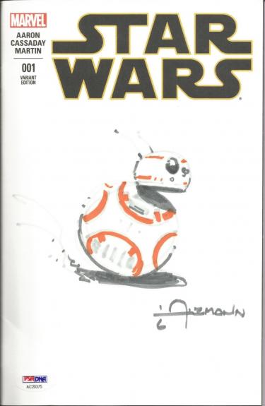 Star Wars Christian Alzmann BB-8 Signed W/ Sketch Comic Book #1 PSA/DNA COA