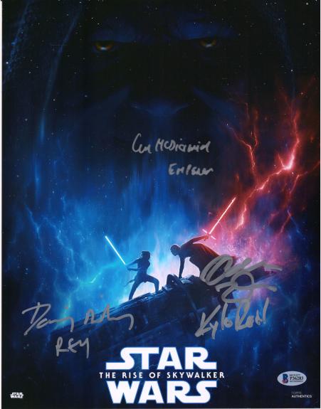 Star Wars Rise of Skywalker Cast Autographed 11" x 14" Movie Poster with 3 Signatures - BAS