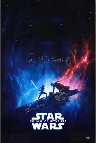 Star Wars Rise of Skywalker Cast Autographed 24" x 36" Movie Poster with 3 Signatures - BAS