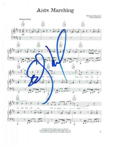 Stefan Lessard Signed Autograph "ants Marching" Sheet Music - Dave Matthews Band