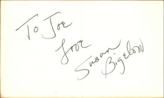 Susan Bigelow Actress The Edge of Night Signed 3" x 5" Index Card