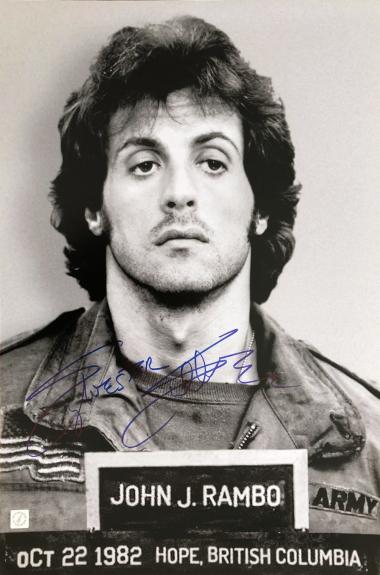 Sylvester Stallone Autographed FIRST BLOOD RAMBO MUGSHOT 16x24 Photo