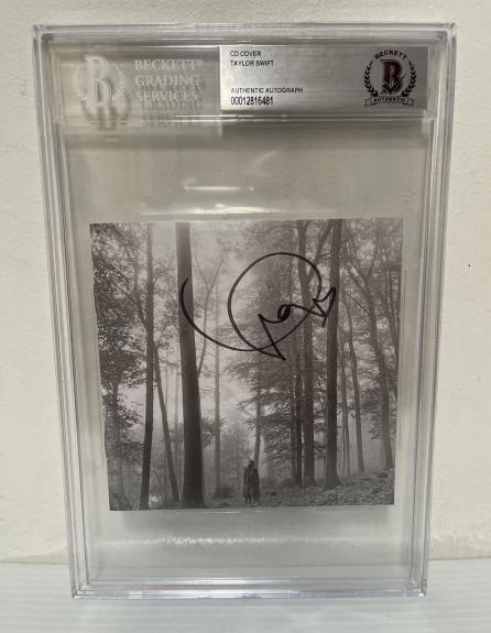 Taylor Swift Signed Autographed Folklore CD Cover Music Rare Beckett Slabbed 12