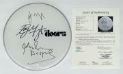 The Doors X3 Robby Krieger John Densmore Ray Manzarek Signed Drumhead Jsa Y57045