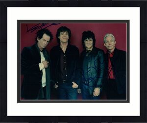 The Rolling Stones Keith Richards Ron Wood Charlie Watts Signed Photo AFTAL UACC