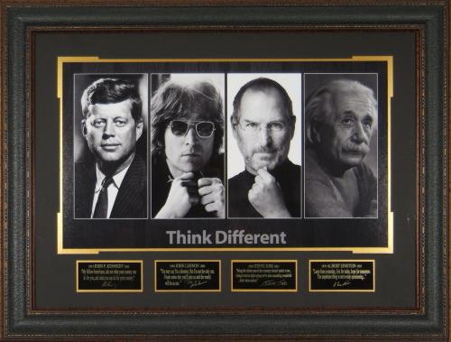THINK DIFFERENT John F. Kennedy, John Lennon, Steve Jobs, & Albert Einstein Lasor Engraved Display