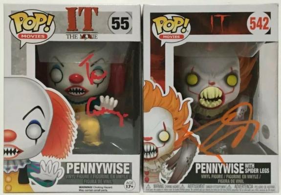 Tim Curry & Bill Skarsgard Signed The Movie 'IT' Pennywise Funko Pop Set BAS/PSA