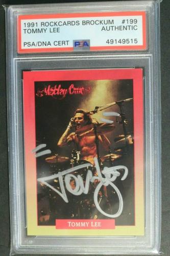 Tommy Lee 1991 Brockum Rockcards #199 Signed Autographed Card Motley Crue PSA