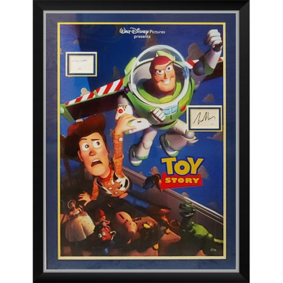 Toy Story Full-Size Movie Poster Deluxe Framed with Tom Hanks And Tim Allen Autographs – JSA