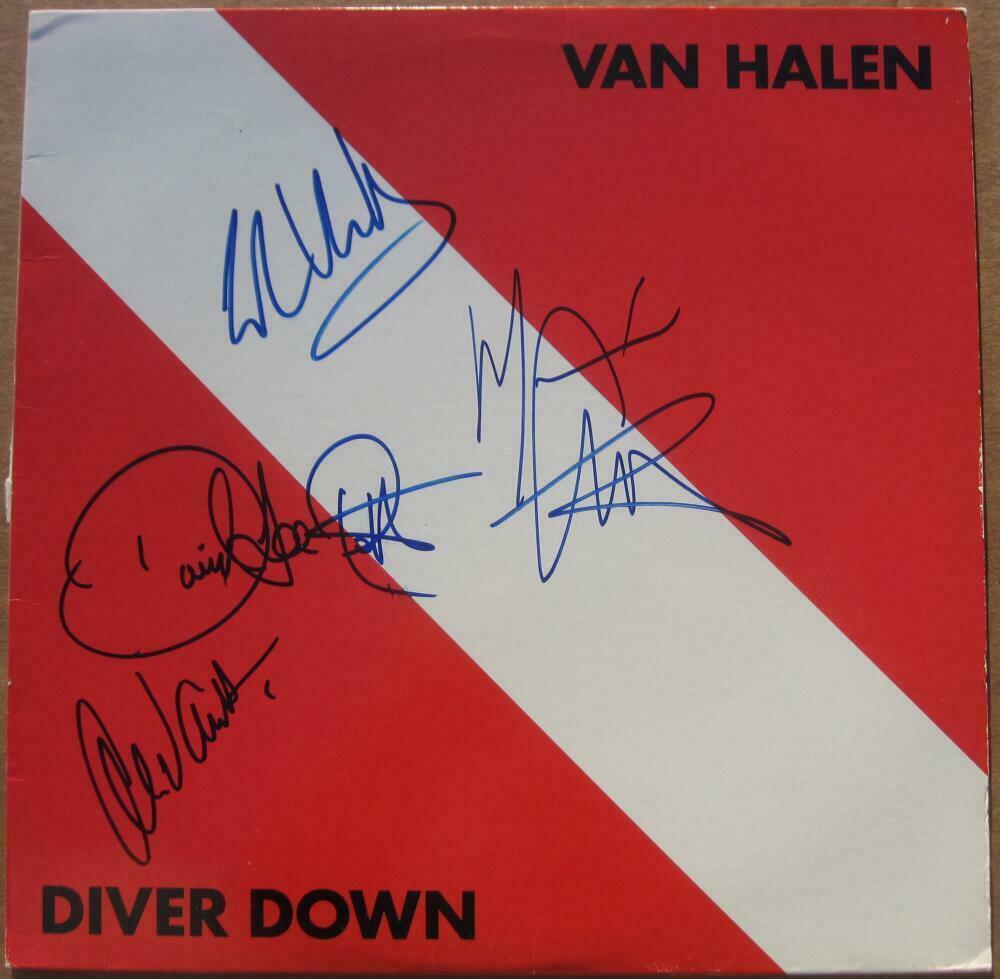 Van Halen 4x signed LP Album Cover Diver Down BAS Beckett Eddie David ...