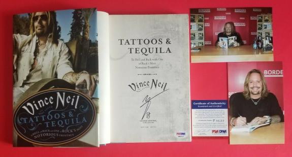 VINCE NEIL SIGNED BOOK "TATTOOS & TEQUILA" WITH PSA COA + PHOTOS MOTLEY CRUE jsa