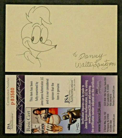Walter Lantz Original Signed Woody Woodpecker Sketch with JSA COA