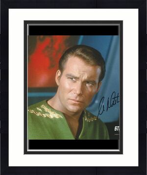 William Shatner Autographed Star Trek 8X10 Photo (Green Shirt)