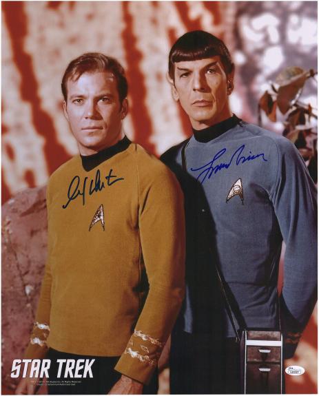 William Shatner & Leonard Nimoy Autographed 16" x 20" Posing Photograph - JSA