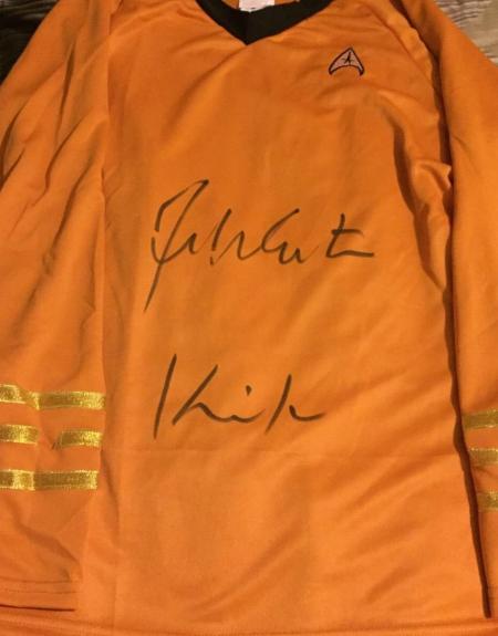 William Shatner Signed Star Trek Shirt W/ Kirk Inscribed Bas Beckett Authentic